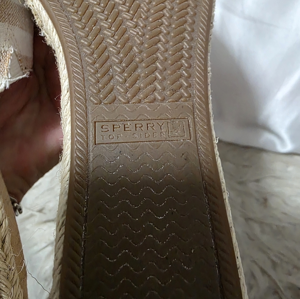 Sperry / Tan and Cream Valencia Espadrille Wedges - Picture 6 of 7